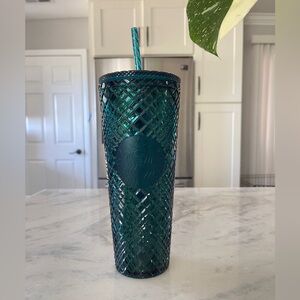 Starbucks Studded Tumbler Green Teal 24oz Cold Cup Diamond Texture Reusable Cup